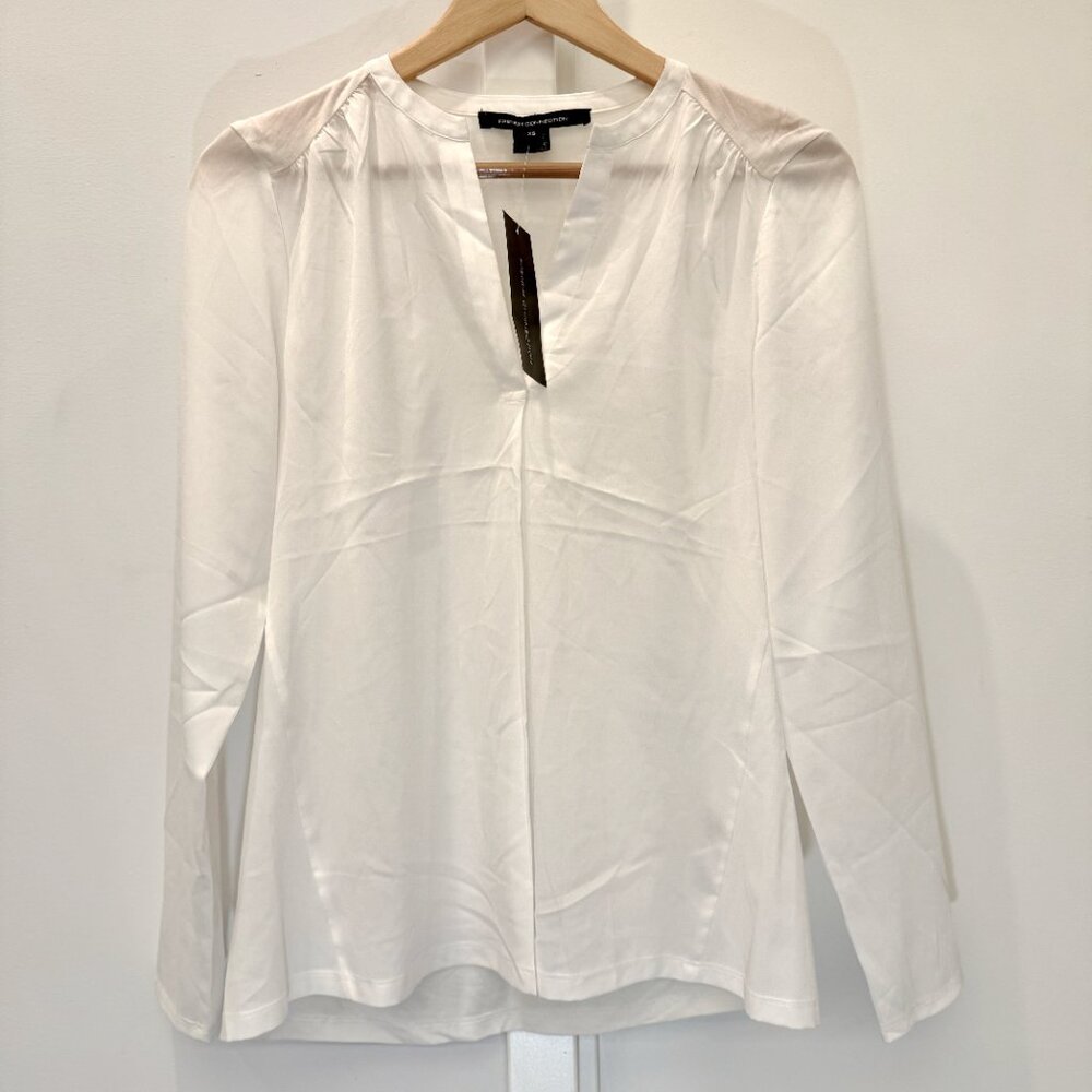 French Connection Winter White Classic Polly Plains Shirt Popover Tunic Top XS
